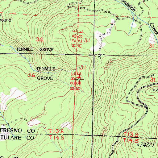 Topographic Map of Tenmile Grove, CA