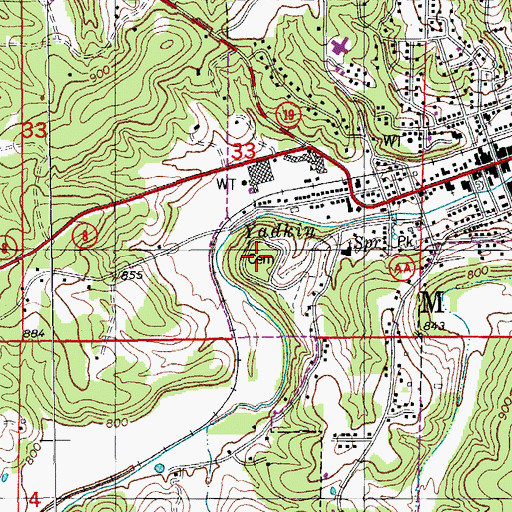 Topographic Map of Steelville Cemetery, MO