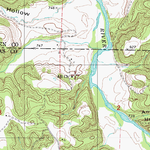 Topographic Map of A B Cemetery, MO