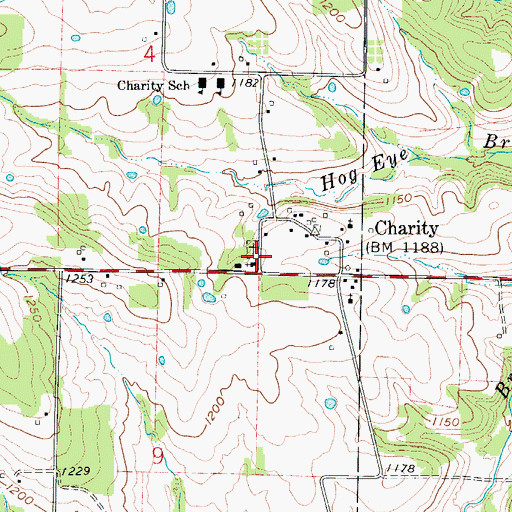 Topographic Map of Charity Christian Church Cemetery, MO