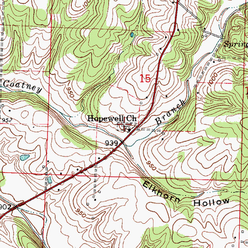 Topographic Map of Hopewell Cemetery, MO