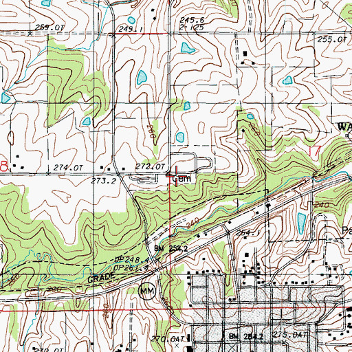 Topographic Map of Greenwood Cemetery, MO