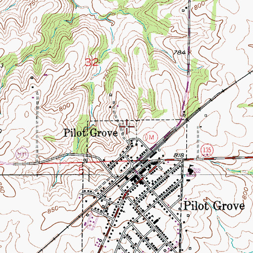 Topographic Map of Pilot Grove Number 1 Cemetery, MO