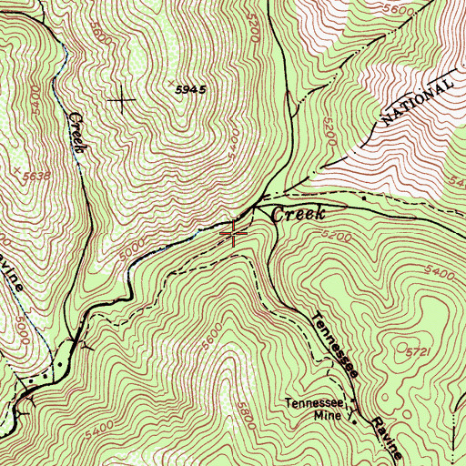 Topographic Map of Tennessee Ravine, CA