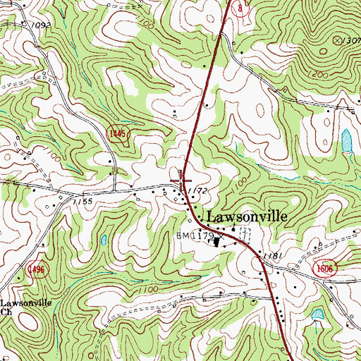 Topographic Map of Lawsonville Post Office, NC