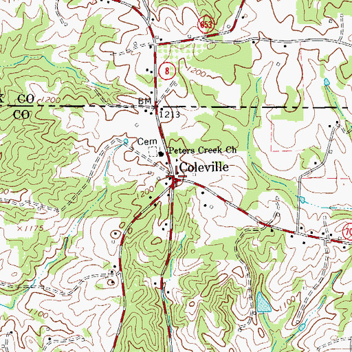 Topographic Map of Coleville Post Office (historical), NC