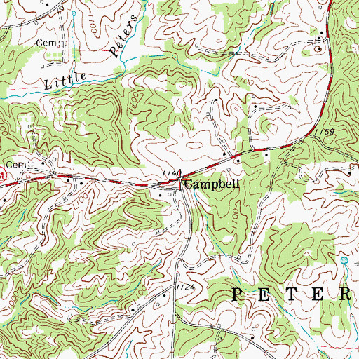 Topographic Map of Campbell Post Office (historical), NC