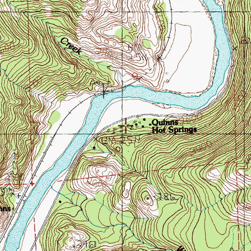 Topographic Map of Quinns Hot Springs Resort, MT