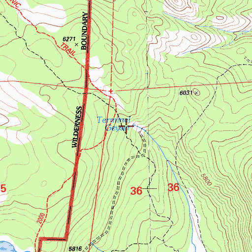 Topographic Map of Terminal Geyser, CA