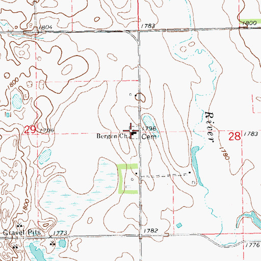 Topographic Map of Bergen Cemetery, SD