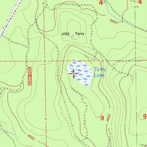 Topographic Map of Terry Lake, CA