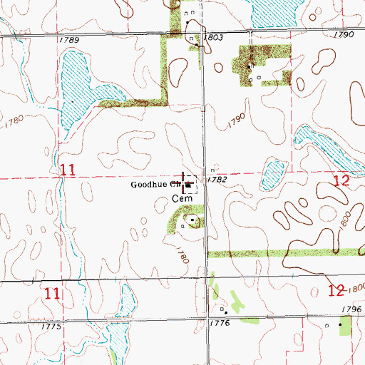 Topographic Map of Goodhue Cemetery, SD