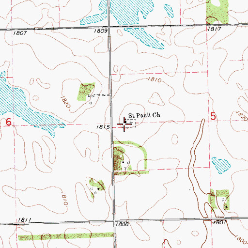 Topographic Map of Saint Pauli Lutheran Cemetery, SD