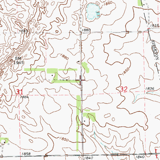 Topographic Map of Saint Maurice Esterly Blessed Sacrament Catholic Cemetery, SD