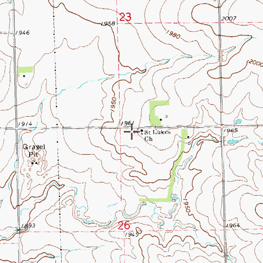 Topographic Map of Saint Lukes Lutheran Cemetery, SD