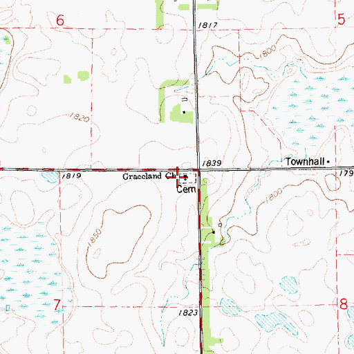 Topographic Map of Graceland Cemetery, SD