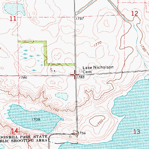 Topographic Map of Lake Nicholson Methodist Episcopal Church (historical), SD