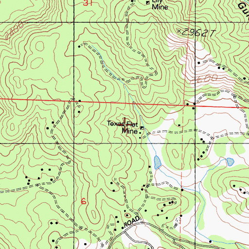 Topographic Map of Texas Flat Mine, CA