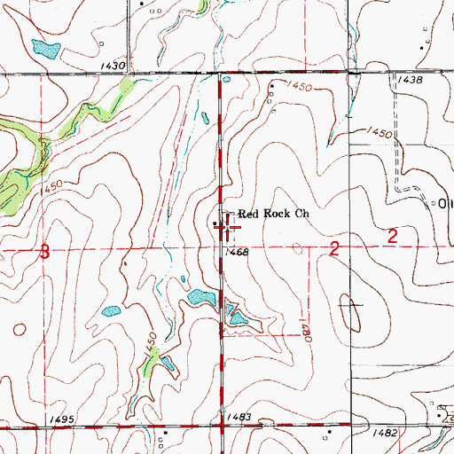 Topographic Map of Red Rock Cemetery, OK