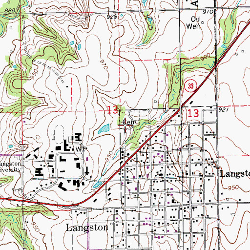 Topographic Map of Beulah Land Cemetery, OK