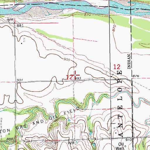 Topographic Map of Coyle Cemetery, OK