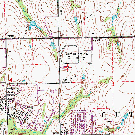 Topographic Map of Memory Gardens Memorial Park, OK