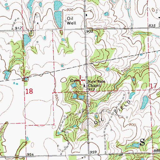 Topographic Map of New Zion Cemetery, OK