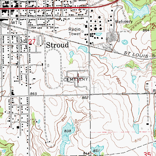Topographic Map of Stroud Cemetery, OK