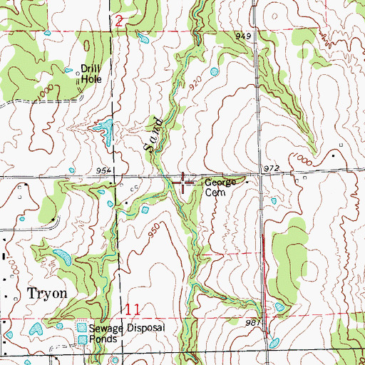 Topographic Map of Old George Cemetery, OK