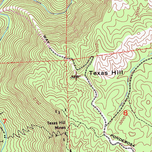 Topographic Map of Texas Hill, CA