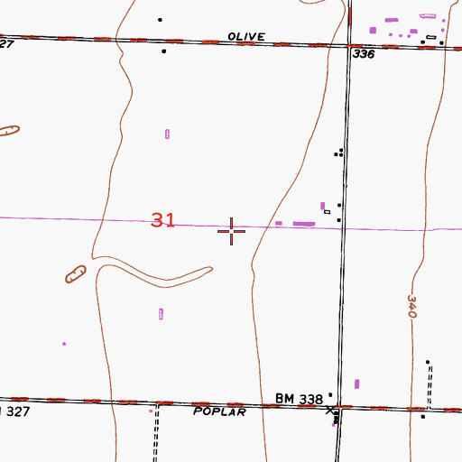 Topographic Map of T - Bar Dairy, CA