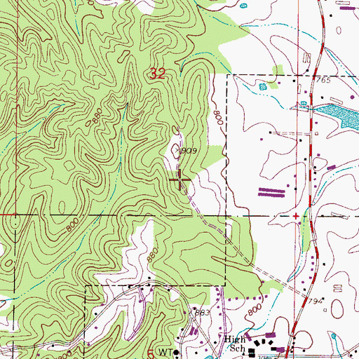 Topographic Map of Alston Family Cemetery, AL