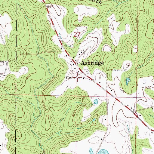 Topographic Map of Ashridge Methodist Church Cemetery, AL