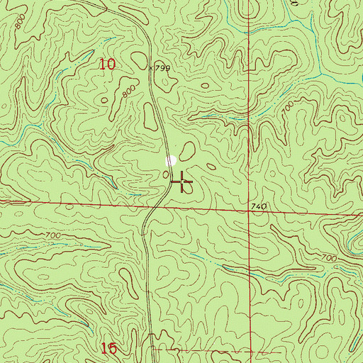 Topographic Map of Barnes Cemetery, AL