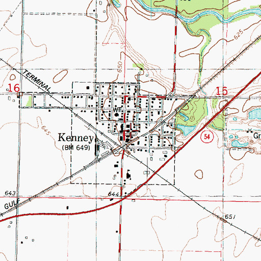 Topographic Map of Kenney Fire Protection District, IL