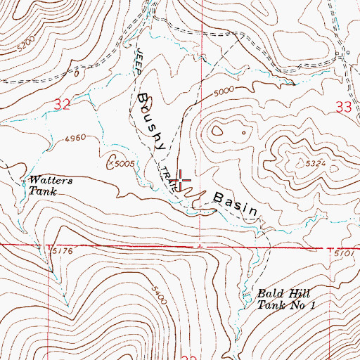 Topographic Map of Brushy Basin, AZ