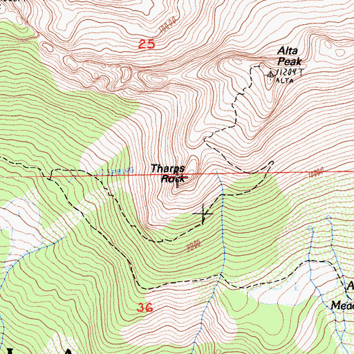 Topographic Map of Tharps Rock, CA