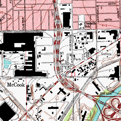 Topographic Map of McCook Fire Department, IL