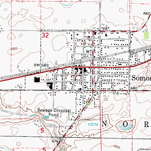 Topographic Map of Somonauk Community Fire Protection District, IL