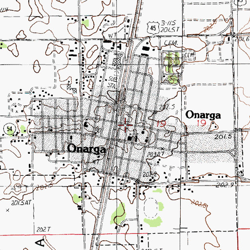 Topographic Map of Onarga Fire Protection District, IL