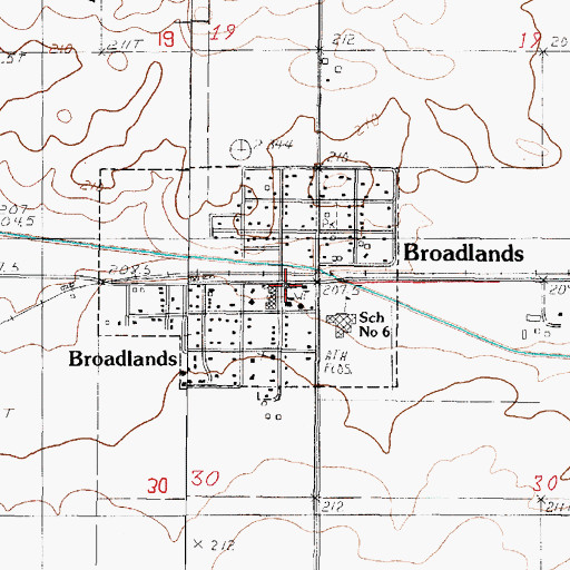 Topographic Map of Broadlands - Longview Fire Protection District, IL