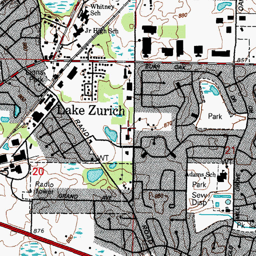 Topographic Map of Lake Zurich Fire Department Station 1, IL