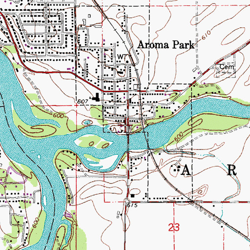 Topographic Map of Aroma Township Fire Protection District Station 1, IL