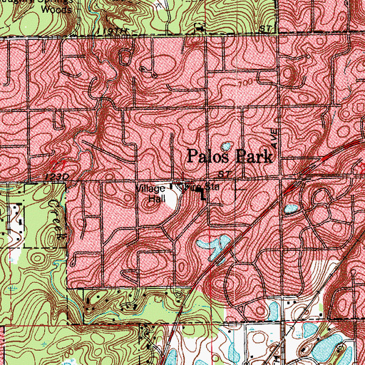 Topographic Map of Palos Fire Protection District Station 1, IL