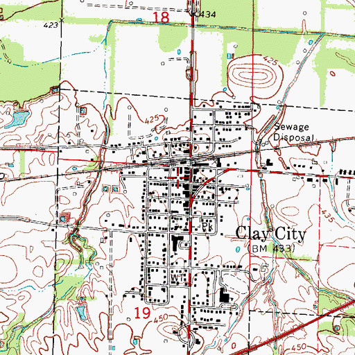 Topographic Map of Clay City Fire Protection District, IL