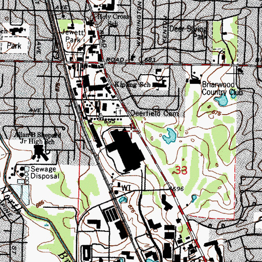 Topographic Map of Deerfield - Bannockburn Fire Protection District - Station 20, IL