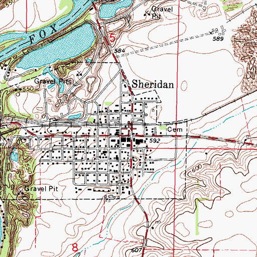 Topographic Map of Sheridan Fire Protection District, IL