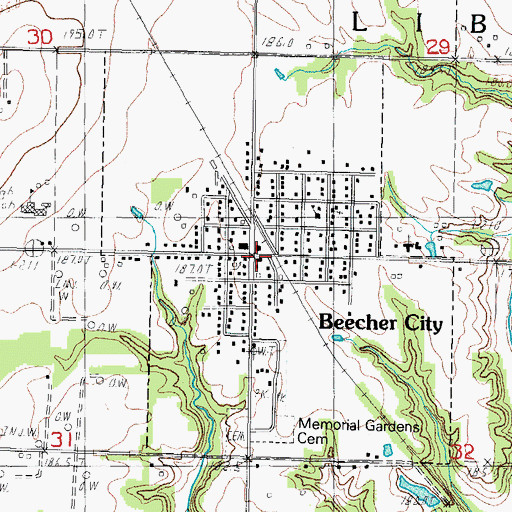 Topographic Map of Tri - County Fire Station of Beecher City, IL