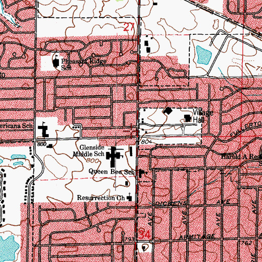 Topographic Map of Glenside Fire Protection District, IL