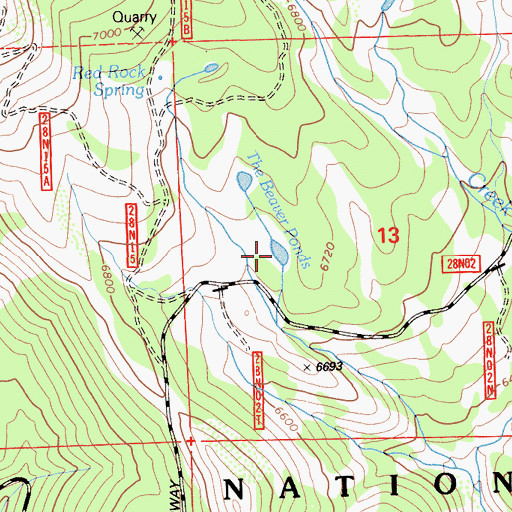 Topographic Map of The Beaver Ponds, CA